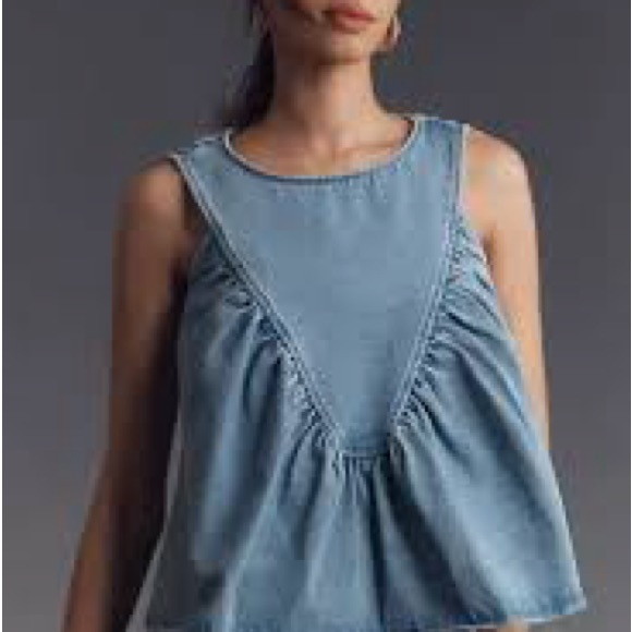 Mare mare Light Blue Denim Ruffle Top - Picture 4 of 4